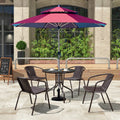 Outdoor Patio Bistro Set with Double Tier Umbrella