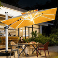 Solar Dual Color LED Cantilever Patio Umbrella 360° Rotate Aluminum Frame
