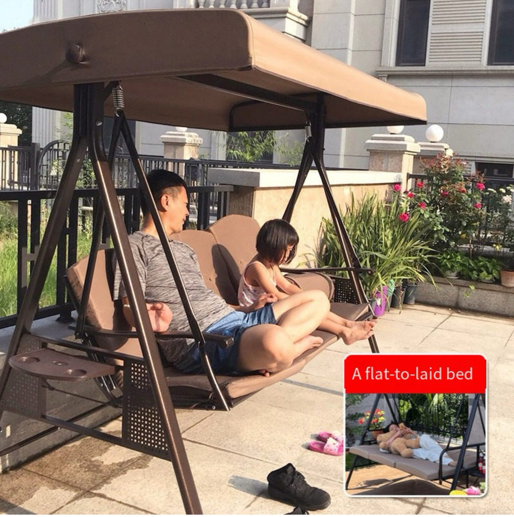 Convertible Garden Swing Bed 3 Person Weatherproof Hammock Chair