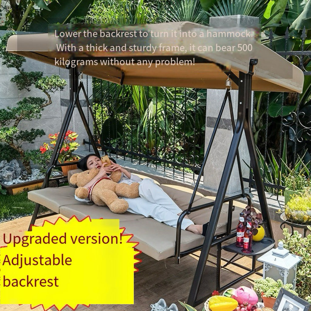 Convertible Garden Swing Bed 3 Person Weatherproof Hammock Chair