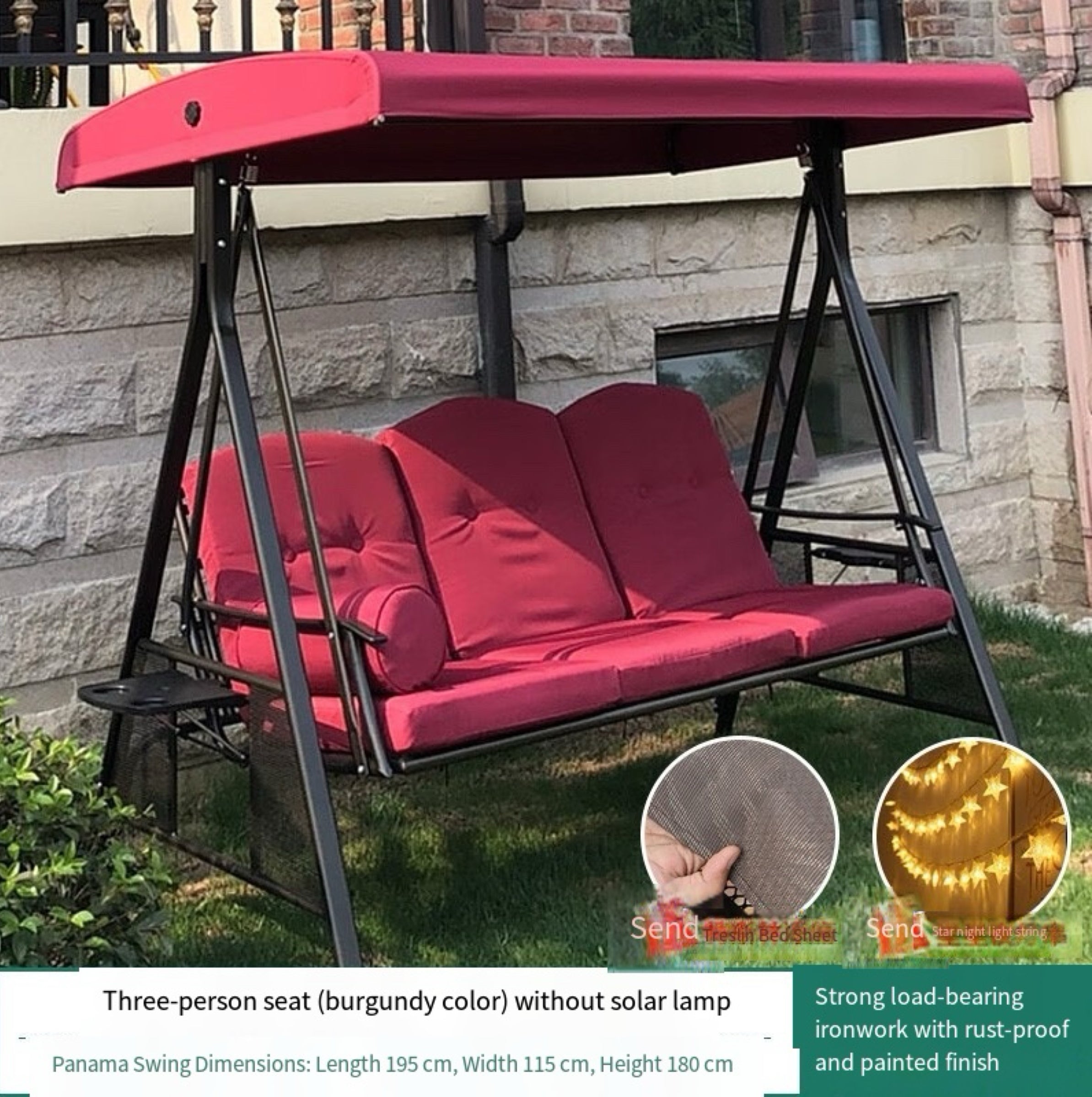 Convertible Garden Swing Bed 3 Person Weatherproof Hammock Chair