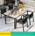Sintered Stone Outdoor Dining Set with 6 Rattan Chairs