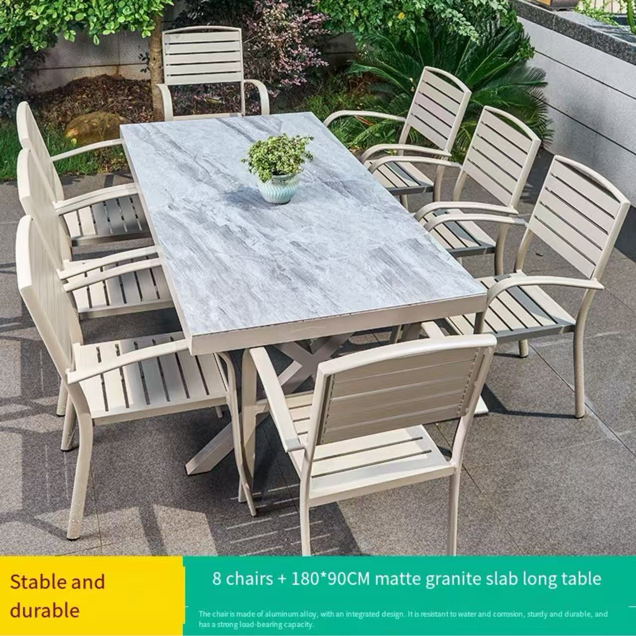 Aluminum Outdoor Patio Dining Set | Sintered Stone Table & Weatherproof Chairs