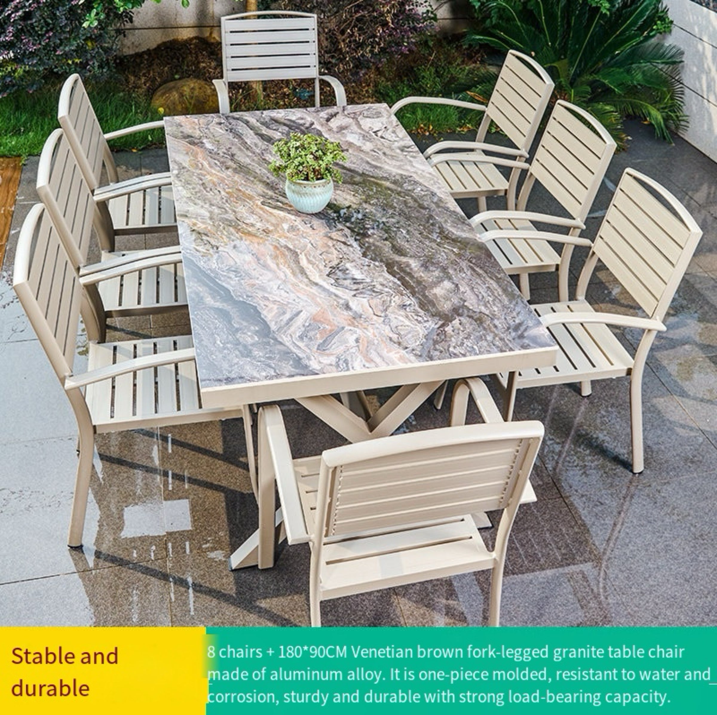 Aluminum Outdoor Patio Dining Set | Sintered Stone Table & Weatherproof Chairs