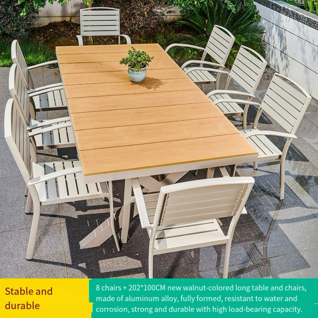 Aluminum Outdoor Patio Dining Set | Sintered Stone Table & Weatherproof Chairs
