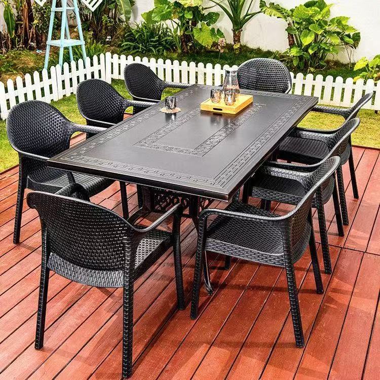 Cast Aluminum Patio Dining Set | Rattan Wicker Outdoor Chairs