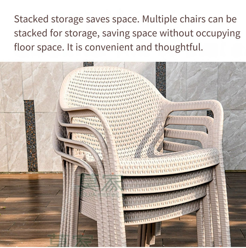 Sintered Stone Patio Dining Set with Rattan Chairs