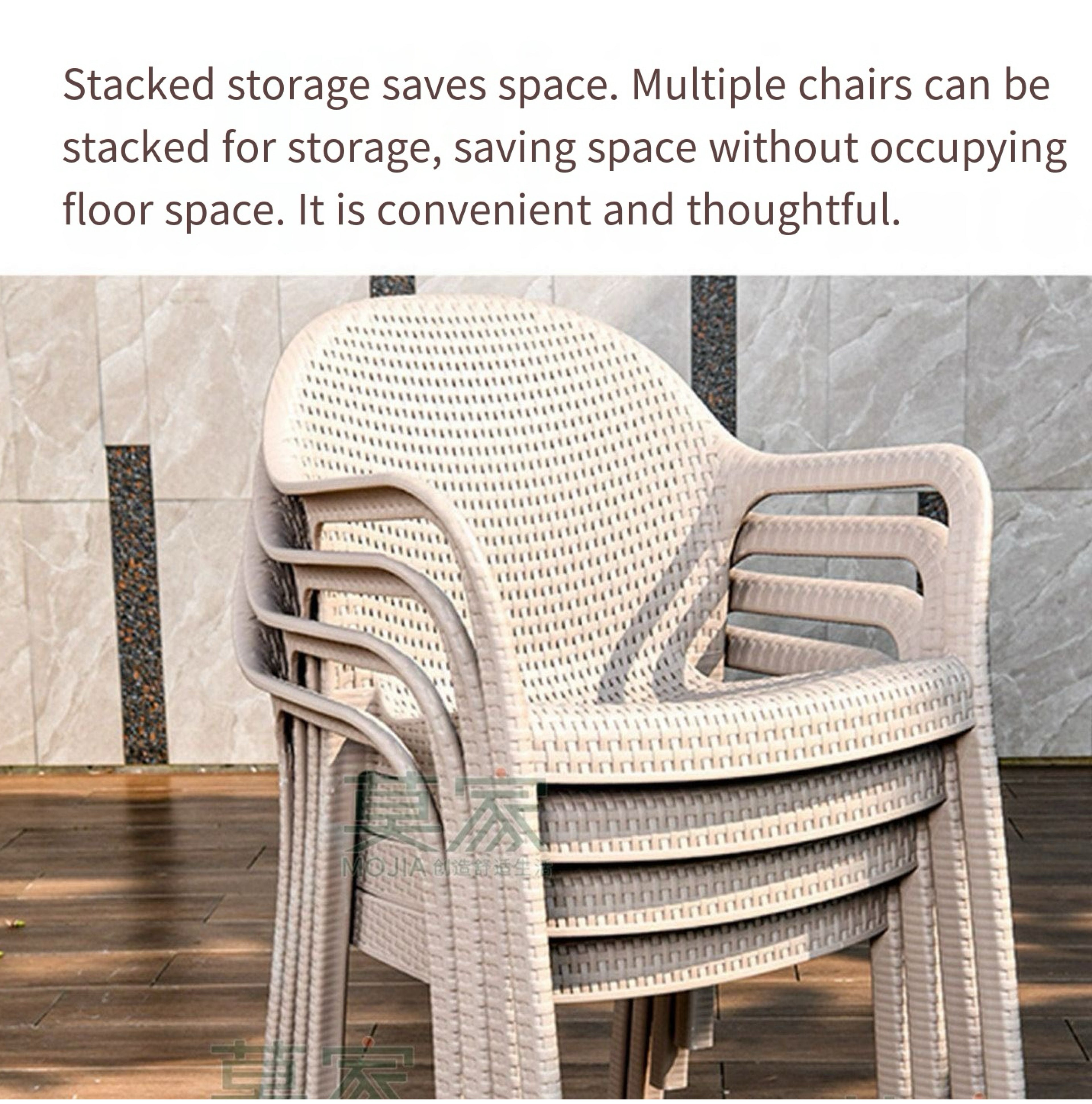 Sintered Stone Patio Dining Set with Rattan Chairs