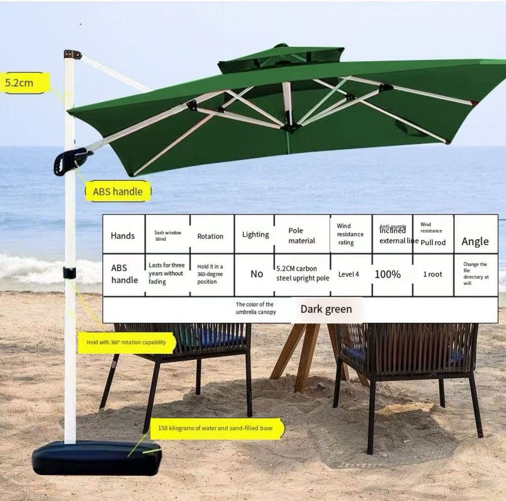 Solar LED 360° Rotate Cantilever Patio Umbrella