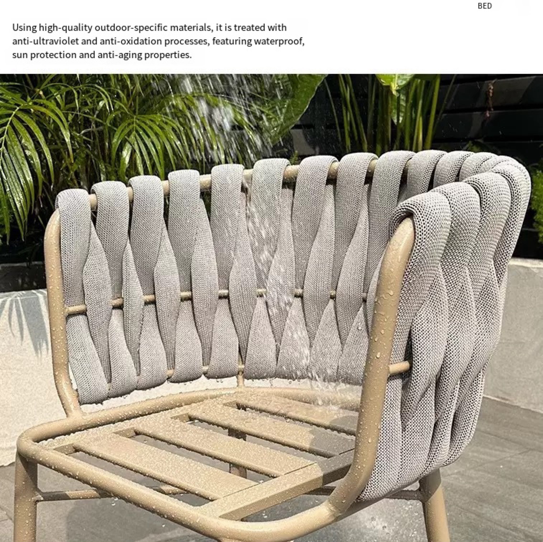 Rattan Patio Dining Set, Glass Top Outdoor Table & Wicker Chairs