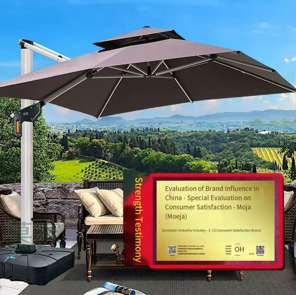 Double Top Cantilever Patio Umbrella, Windproof Outdoor Offset Parasol