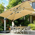 Double Top Cantilever Patio Umbrella, Windproof Outdoor Offset Parasol