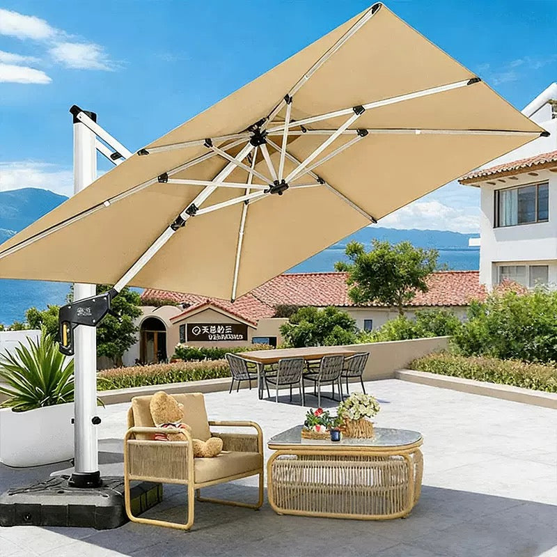 Double Top Cantilever Patio Umbrella, Windproof Outdoor Offset Parasol